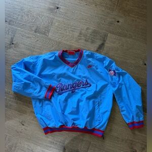 Men’s Nike Blue and Red Texas Rangers Baseball Pullover, Large
